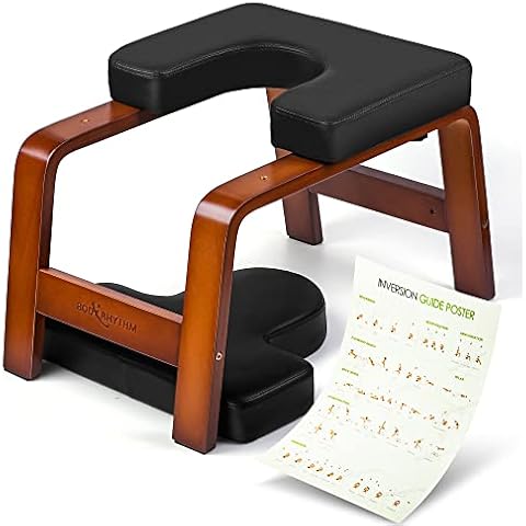 BODY RHYTHM Yoga Headstand Bench, Yoga Inversion Chair, Headstand Trainer for Relieve Stress, Improve Sleep & Digestion and Strength Training, Ideal for Home Workout, Fitness and Gym (Chocolate Black) Cover