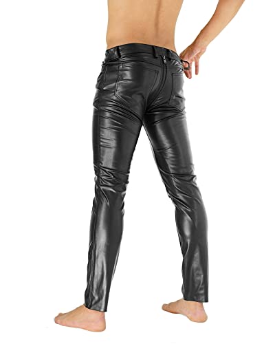 Bockle® Push-Strap Faux Gay-Zip Imitation Faux Leatherette Leather Pants Men3