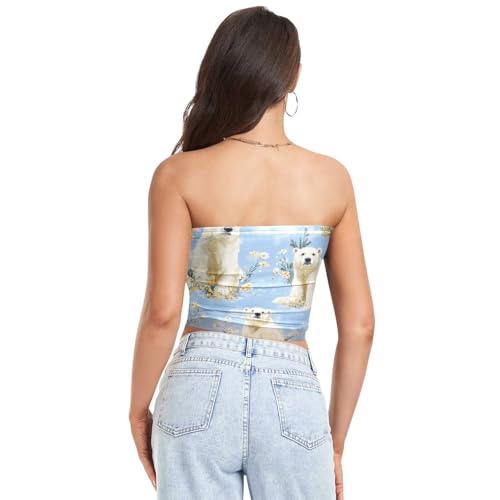 FRODOTGV Cute Polar Bear Blue Summer Sexy Tube Top Fashion Tank Tops for Women Tube Bras for Lady Club3