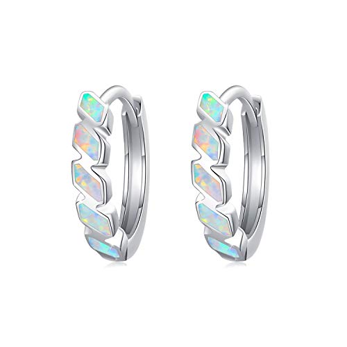 Small Hoop Earrings for Women 925 Sterling Silver Huggie Hoop Opal Earrings Hypoallergenic Earring Jewelry Gifts