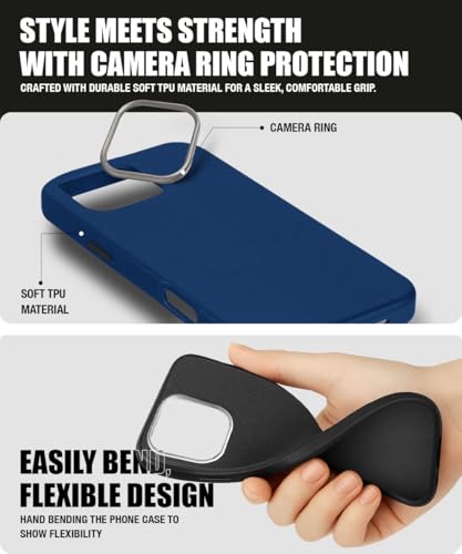 Image of WOW IMAGINE Back Cover for Samsung Galaxy M17e 5G | F70e 5G | M07 | F07 | A07 | A07 5G | Ultra Slim Flexible Non-Slip Grip | Inner Fabric | Metal Camera Ring & Lightweight Soft Mobile Case - Blue