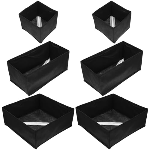 KOCKSHION 6 Cajas Organizadoras Plegables Negra para Ropa Interior de Tela No Tejida Optimizan Espacio en Cajones, para Guardar Sujetadores y Calcetines Hogar