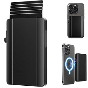 Magnetic Card Holder for Magsafe, Minimalist Pop Up Wallet for Men, Slim Metal Card Wallet, Quick Access, RFID Blocking, 5+ Cards Storage(Black)