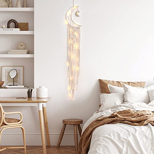 Khoyime Moon Dream Catcher Macrame Wall Hanging - Bohemian Home Decor Handmade Woven Decoration For Kids Room Home Wedding Ornament Craft Gift (Beige) #TOP6