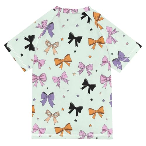 Boys Rash Guard Short Sleeve UPF 50+ Colorful Bows and Stars Quick Dry Swim Shirts Swimwear for 3-12Y2