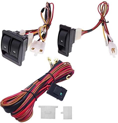 Larlansz 6Pcs 12V Universal Car Power Window Switch Regulator Kits with Wiring Harness for 2 Doors Models Joker Style Electric Power Window Roll Up