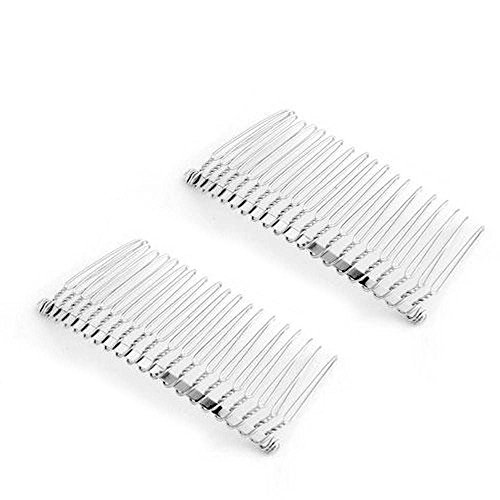 2 Silver Tone Metal Bridal Wedding Hair Comb Clip 3" HOT