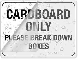 Acrylic Plastic Sign Cardboard Only Please Breakdown Boxes Text Sign Rounded Corners Long Lasting with Double Sided Tape in The Back 8"X6" Inch