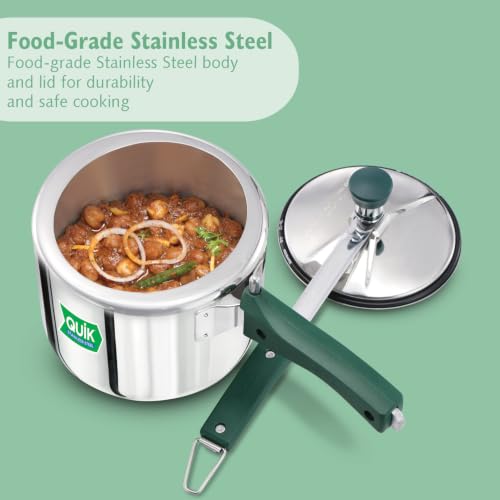 Image of Hawkins 3 Litre Quik Stainless Steel Tall Pressure Cooker | 2X Faster Cooking, 50% Fuel Saving, Multi-Cooktop Compatible | Gas & Induction | Guaranteed for 5 year | Silver (QSP3T)