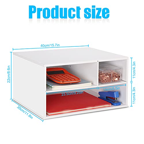 Emerit Printer Stand Shelf With Storage Wood Desk Paper Organzier For Home/Office,Printer Riser, 2 Tire (White,Medium) #TOP3