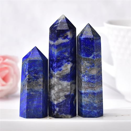 Lapis lazuli hexagonal column quartz point tower gemstone ornament