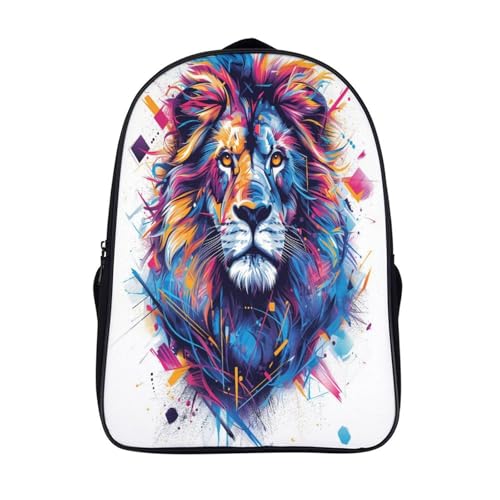 Mochila escolar de león para niños con pecho 3D capa plegable y viaje 40x28x16cm
