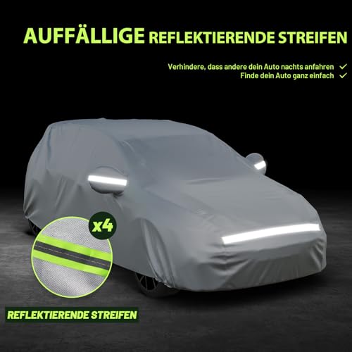 Favoto Autoabdeckung Vollgarage Auto Abdeckplane Staubdicht Wasserdicht Autohülle Autoplane Winter & Sommer für 400cm-435cm Schrägheck Auto 2.8kg