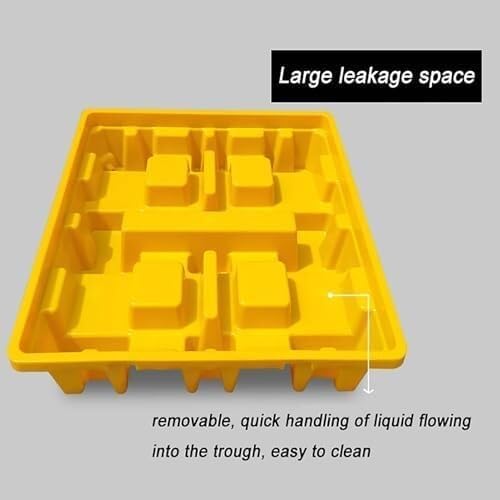 Stackable Spill Containment Pallets – Robust Polyethylene Platforms with Flat Grids for Warehouses and Factories – Modular Solutions to Prevent Spills-33x33x5.8cm