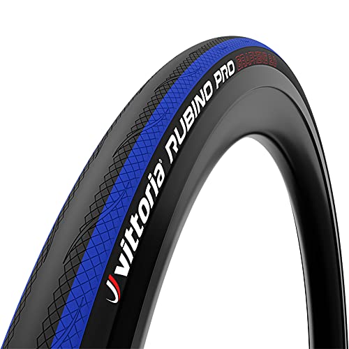 Vittoria Rubino Pro IV Graphene 2.0 - Performance Road Bike Tire - Foldable Bicycle Tires (700x25c, Blue Stripes)