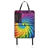 SPRIPORT Rainbow Spira Colorful Car Seat Back Organizers Storage for Kids Durable Kick Mat Seat Protector with Pockets Easy Cleaning Car Organizer for Truck Car SUV Seats 1Pcs