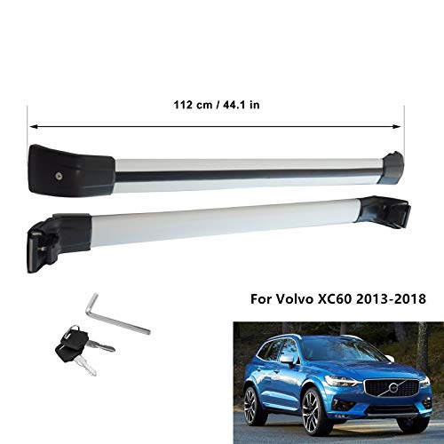 Roof Rack Cross Bars Compatible for Volvo XC60 2013-2018/2015-2019 Lincoln MKC with Side Rails, Rooftop Luggage Cargo Bag Carrier Crossbars Carrying Bike Canoe Kayak