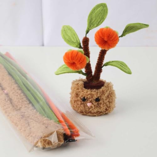 TWIDDLELAB 3 Pcs Pipe Cleaners Chenille Stems DIY Flowerpot Doll Craft Kit, Handmade Fuzzy Flowerpot Making Supplies, Step-by-Step Tutorials for Adult Beginner Handcraft Decor Gifts - Image 5