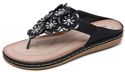 Hishoes 2019 Zapatos Sandalias Mujer Chanclas Tacon del Verano Zapatos Bohemias Cómodos Las Sandalias Planas