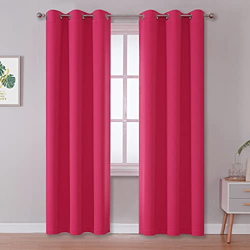 DUALIFE 84 Inch Fuschia Hot Pink Curtain Panels for Girls