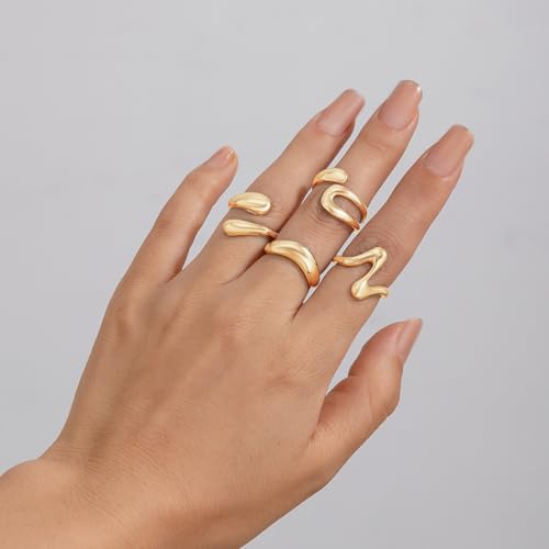 Image of Shining Diva Fashion Stylish Trendy Finger Rings Set for Women & Girls | Chunky Minimal Statement Ring Combos Modern Elegant Jewellery Collection