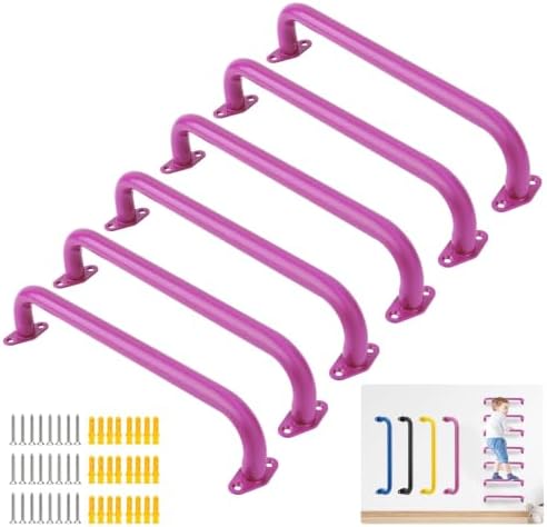 BiJun 17 Inch Monkey Bars Heavy Duty Metal Playground Handles,Pink 6 Pack