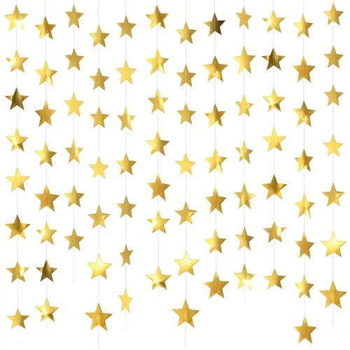 JOYIT 78ft Gold Star Garland – 6 Pack Shiny Party Decorations Banners for Birthday, Wedding, Baby Shower, Graduation & Holiday Backdrops (Gold Star)