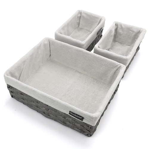 Brookstone Wicker Shelf Storage Basket Decorative Shelf Bin, bathroom organizers and storage, Boho Living Room Decor, Spring Storage 2026-3 Piece Set