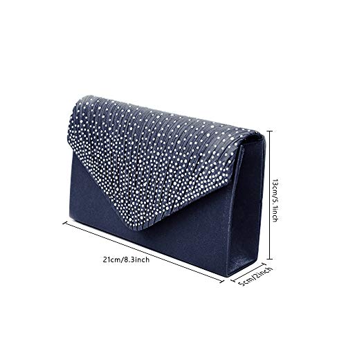 Groupcow New Ladies Evening Handbags Bridal Wedding Bag Handbag (Navy Blue) #TOP1