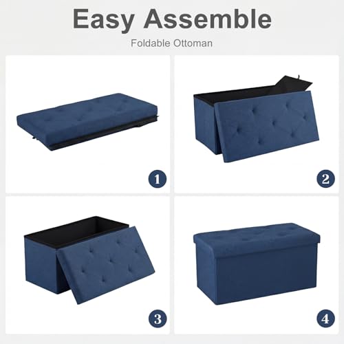 image for DUMOS 30in Storage Ottoman Bench, Ottoman Bench Foot Rest Stool with P