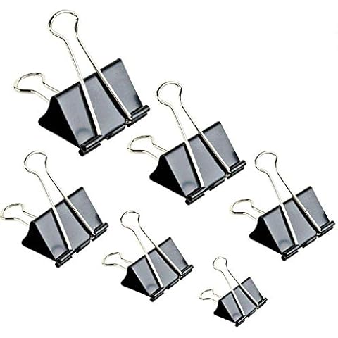 Binder Clips Paper Clamp for Paper-130 Pcs Clips Paper Binder Assorted Sizes (Black) Cover