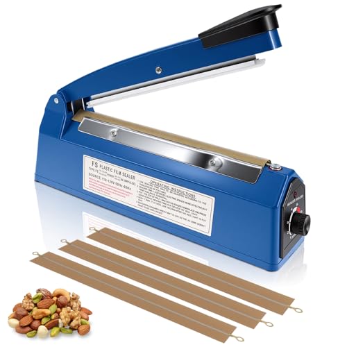 8 Inch Impulse Heat Sealer Machine with Extra Replace Element Grip, Blue by Piwerod - Used condition - US$22.79