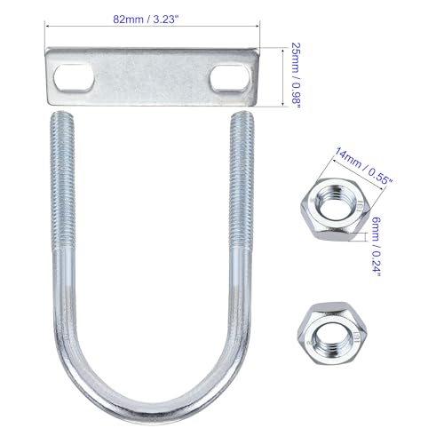 MACHSWON Round U-Bolt,2 Set Zinc Plated Alloy Steel M8 U Bolts 45mm(1.77") Inner Width 100mm Length with Nuts and Frame Plate for Automobiles Boat Trailer - Image 3