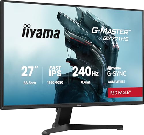 iiyama G-Master Red Eagle G2771HS-B1 68,6cm 27 Fast IPS LED Gaming Monitor Full-HD 240Hz HDMI DP 0.4ms G-SYNC schwarz