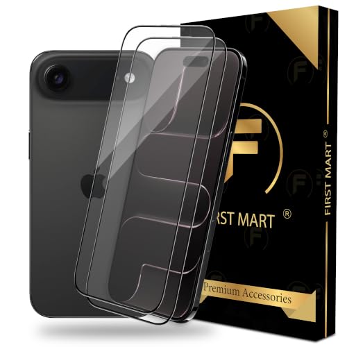 Image of FIRST MART Tempered Glass Screen Protector for iPhone Air - Full-Glue Screen Guard, 3D Edge to Edge, HD Clear, Bubble-Free, Case-Friendly, Black, Pack of 2