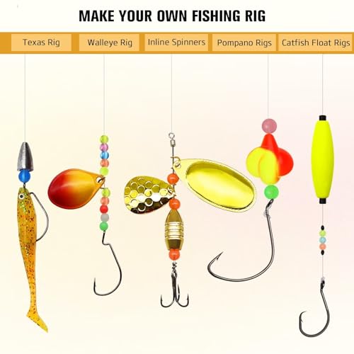 Dovesun Fishing Beads Assorted Beads Fishing Bait Eggs 10 Colors A-Glow in Dark 0.32in(250pcs)