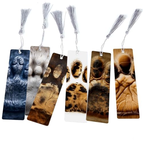 Marque-page patte de chat avec pompon pour livre lot de 6