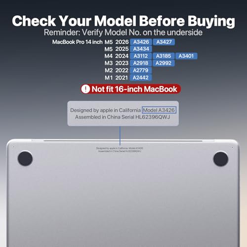 Image of Soonjet CrackGuard for MacBook Pro 14 inch Case | M5 M4 M3 M2 M1 Pro /Max 2026-2021 | Anti-Crack Upgrade | Flawless Fit | Anti Fingerprint & Scratch | Hard Shell Laptop Cover | Matte Clear