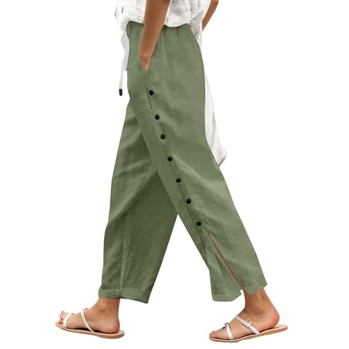 Tear Away Pants for Women Side Snap Button Sweatpants Casual Loose Fit Post Surgery Adaptive Outfits with Pockets