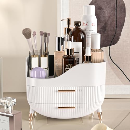 Image of Pajiriona Makeup Organizer with Drawers,Skincare Organizer for Vanity,Storage Box with Handle,Large Cosmetic Display Case for Dresser, Bathroom Countertop