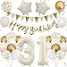 Anlgdi Geburtstagsdeko 31 Jahr Mann, Luftballon 31. Geburtstag Männer Deko, 31 geburtstag Frauen Weiß Gold, Deko 31. Geburtstags Frauen, Folienballon 31 Geburtstag Männer Dekoration