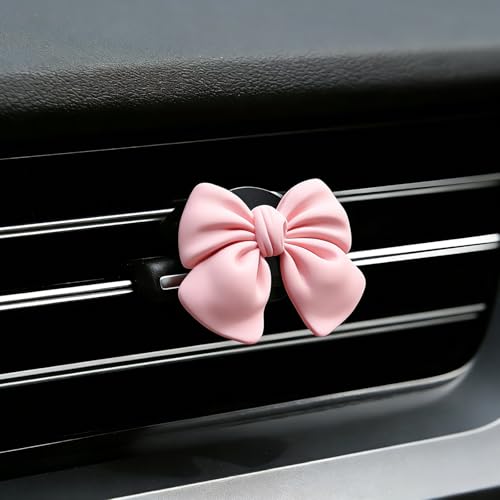 Image of 6 pcs Pink Bow Car Air Vent Clips Coquette Cute Girly Car Decor Accessories Interior Aesthetic Decorations Charm Stuff for Women Girl