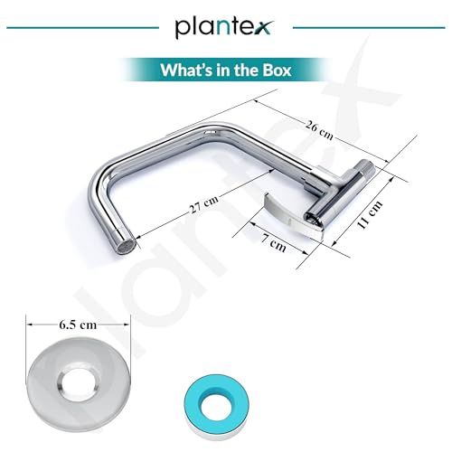 Image of Plantex Sink tap for Kitchen Basin /Pure Brass Kitchen Tap with Brass Wall Flange and Water Saving Nozzle /Tap for Wash Basin /Kitchen Faucet (Chrome, ZUR-1508)