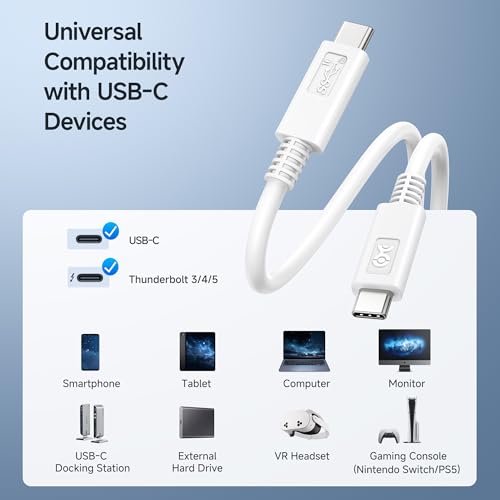 Image of Cable Matters [USB-IF Certified] 10Gbps Gen 2 USB C Cable, 3.3ft /1m, White | [4K@60Hz Video, 100W Charging, 10Gbps Data Transfer] USB C to USB C Gen 2 Cable