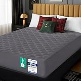 Utopia Bedding Protector de colchón Acolchado 140x200 cm, Microfibra - Transpirable, Funda para colchon estira hasta 30 cm de Profundidad (Cama 140, Gris)