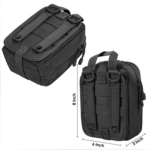 Gogoku 2-Pack First Aid Pouch 1000D Nylon Tactical Molle Medical Pouch Utility Pouch For Outdoor Activities Medical Supplies Bag Only Black #TOP4