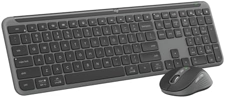 Logitech MK950 Signature Slim Wireless Keyboard and Mouse Combo, Sleek Design, Quiet Typing and Clicking, Switch Across Three Devices, Bluetooth, Multi-OS, Works with Windows and Mac, Graphite