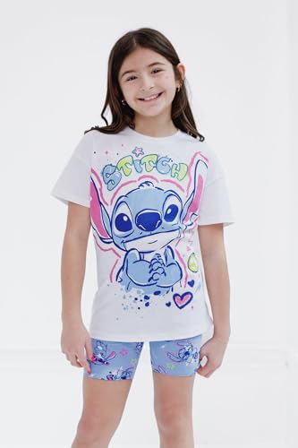 Image of Disney Junior Girls Cropped Boxy T-Shirt and Bike Shorts Outfit Set Toddler to Big Kid Sizes (2T - 14-16)