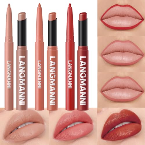 Image of 6Pcs Lip Makeup Set, 3 Lip Liners + 3 Matte Lipsticks | Includes 3 smooth lip liners and 3 creamy matte lipsticks for easy matching and long-lasting everyday lip looks.