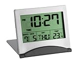 Timer und Stoppuhr TFA Dostmann Digitaler Reisewecker, 98.1054, multifunktional, Timer und Stoppuhr, Datum, Wochentag und Temperatur, silber